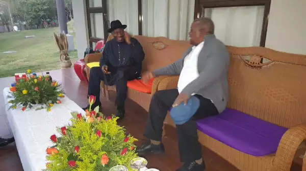 Photos: Goodluck Jonathan Pays Ex-Zambian President, Rupiah Banda A Visit